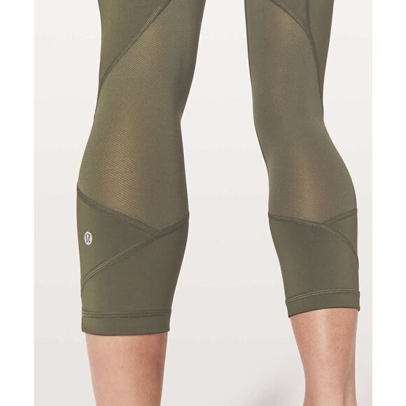 Lululemon Pace Rival Crop Legging Dark Olive - Size: 4 - Picture 9 of 12